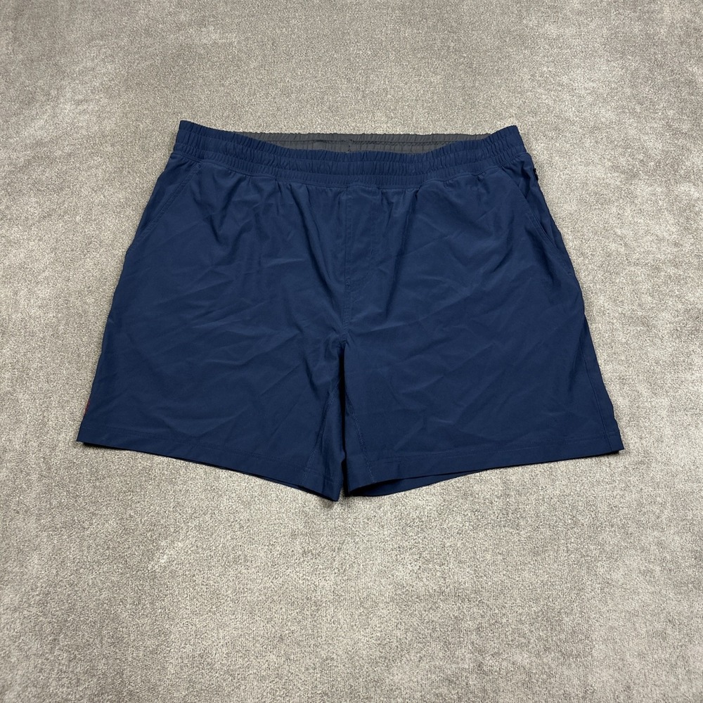 Rhone Mako Shorts Mens 2XL Navy Blue Athletic Training Zip Pocket Unlined 7"